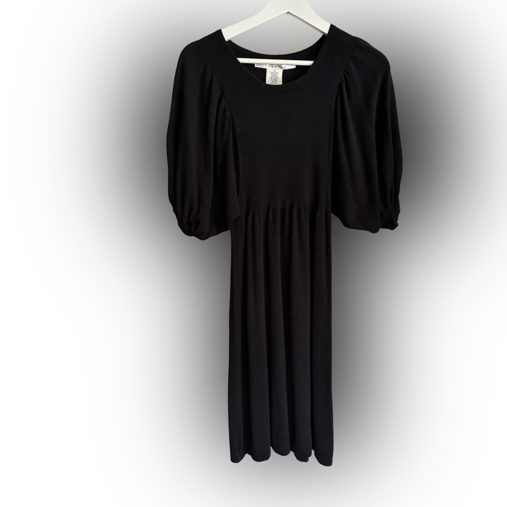 Studio M Puff Sleeve Cotton Knit Dress | XS | Black